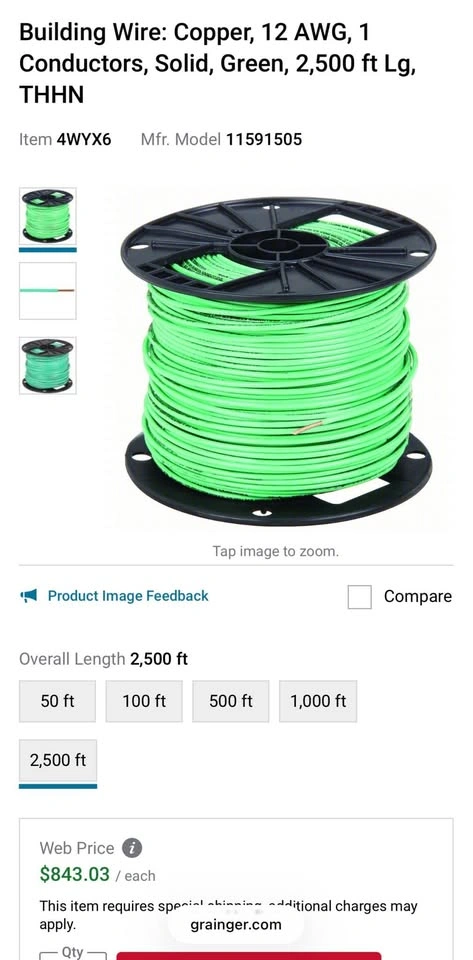 Southwire 12 AWG Green Solid Copper THHN Building Wire - photo 3
