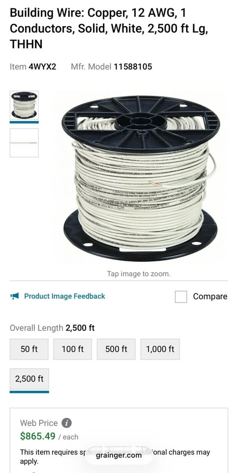 Southwire 12 AWG White Solid Copper THHN Building Wire - photo 3