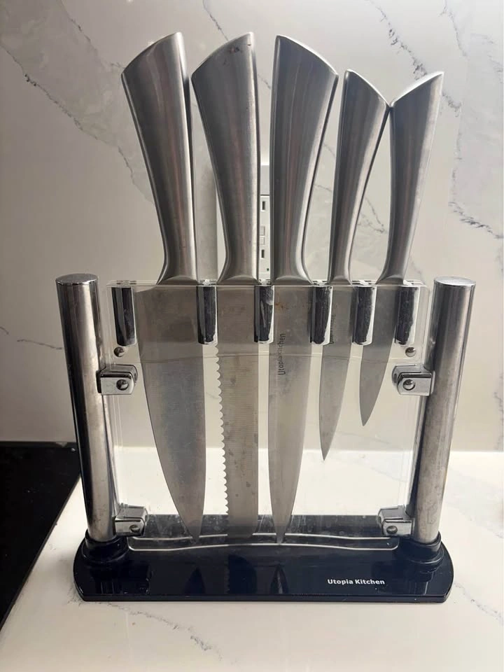 Utopia Kitchen 6-Piece Stainless Steel Knife Set with Stand