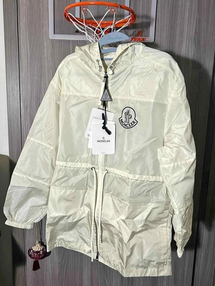 Moncler White Hooded Windbreaker Jacket