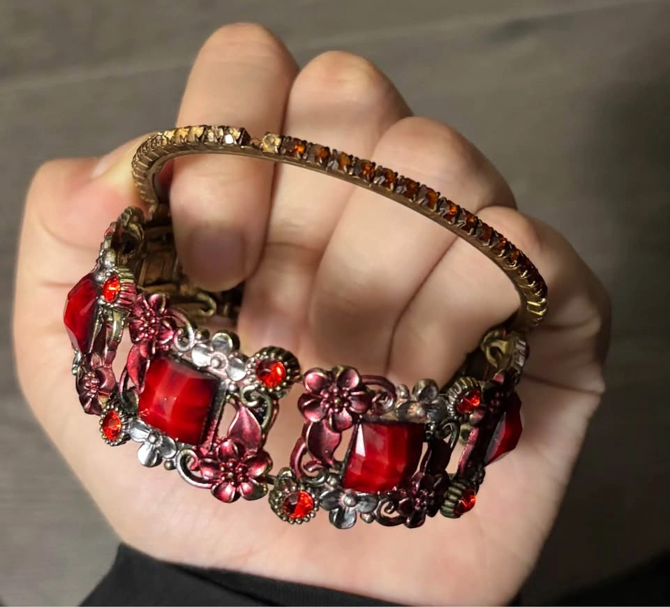Red Floral Stretch Bracelet and Bangle Set - photo 2