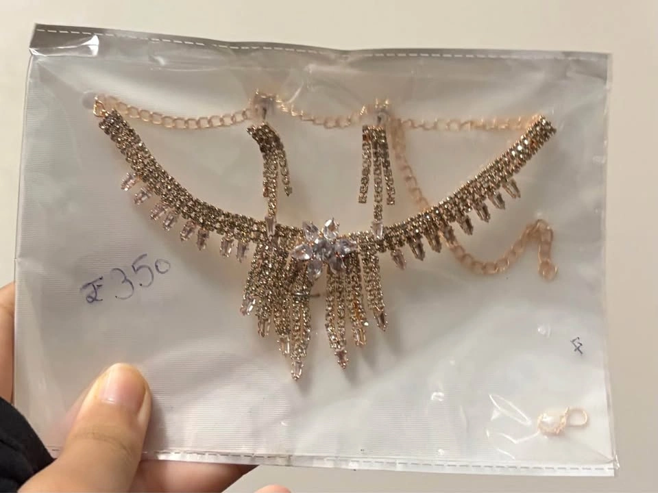 Rose Gold Rhinestone Choker and Earring Set - photo 2