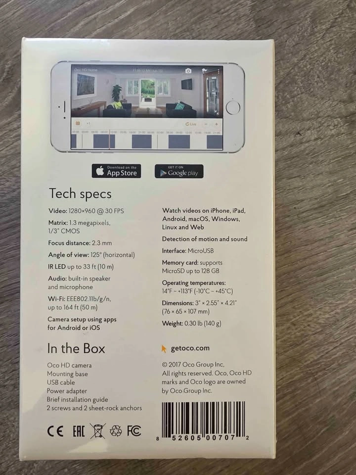 Oco HD Home Monitoring Camera – New / Sealed Box - photo 2