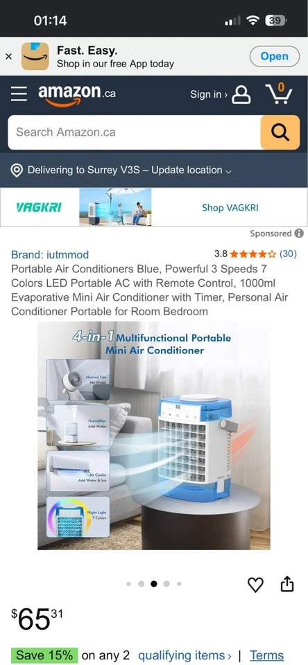 4-in-1 Portable Mini Air Conditioner LED - photo 3