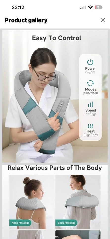 SNAILAX Cordless Neck & Shoulder Shiatsu Massager with Heat - photo 2