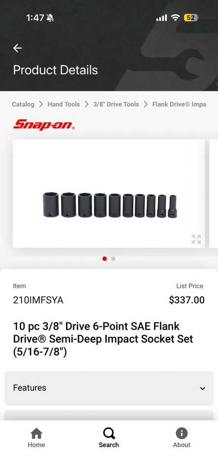 10pc Snap-On semi deep socket set SAE - photo 4