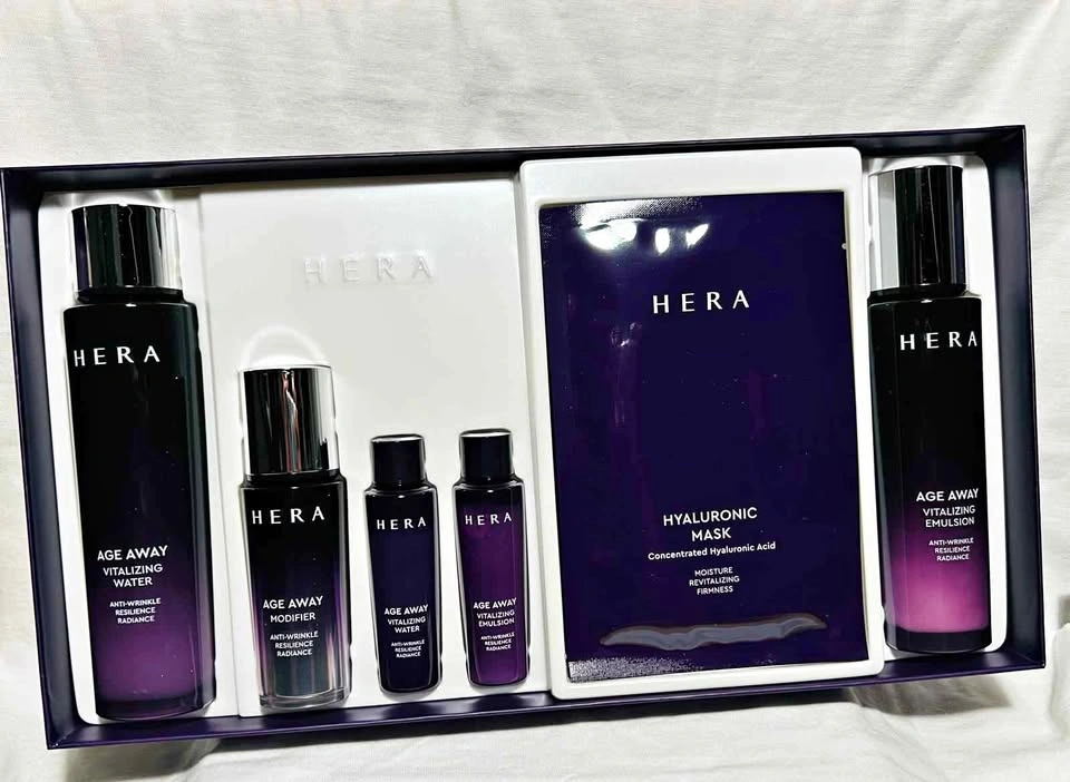 HERA Age Away Skincare Set - Vitalizing Water, Emulsion, Modifie
