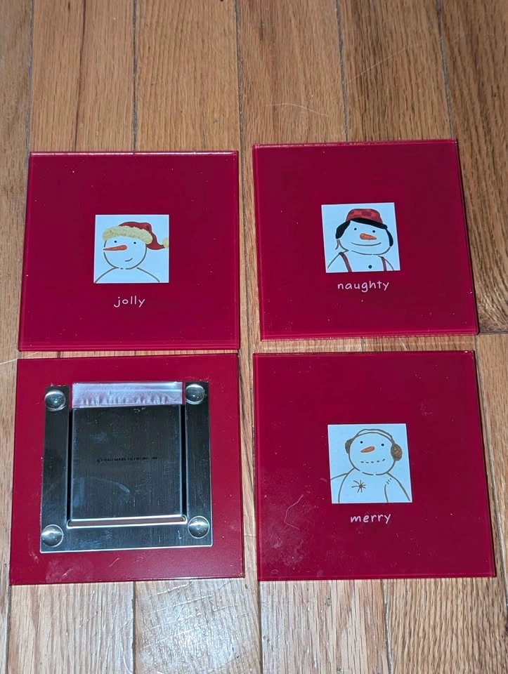 A set of 4 glass hallmark coasters - photo 2