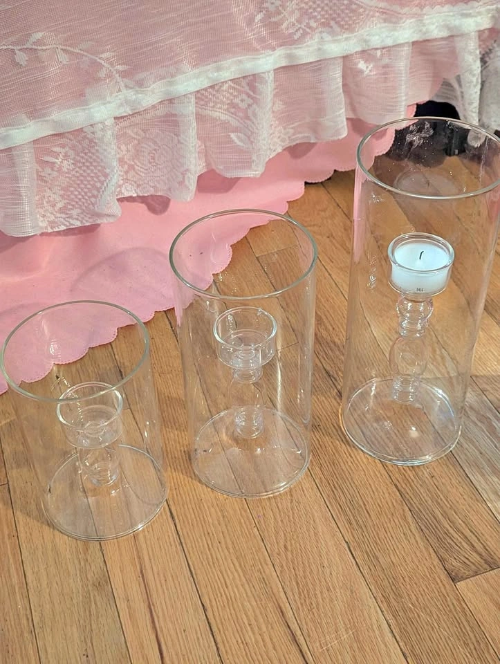 A set of 3 hurricane glass cylinders