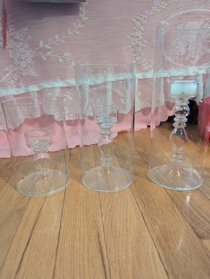 A set of 3 hurricane glass cylinders - photo 2