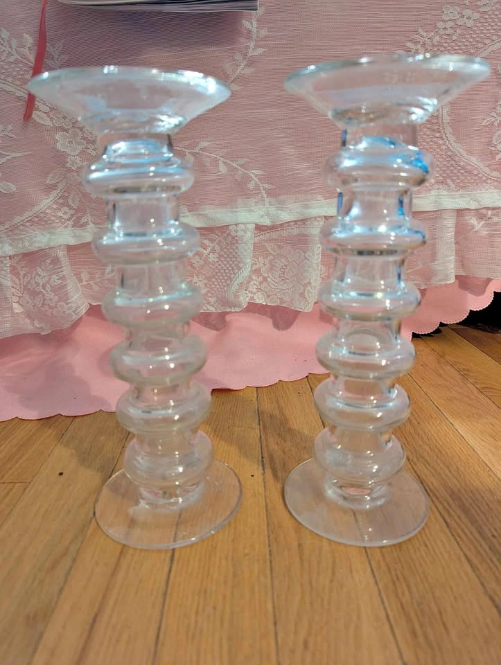 Cylinder vintage candle holders glass