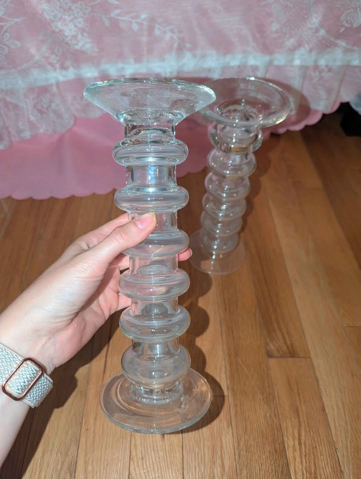 Cylinder vintage candle holders glass - photo 2