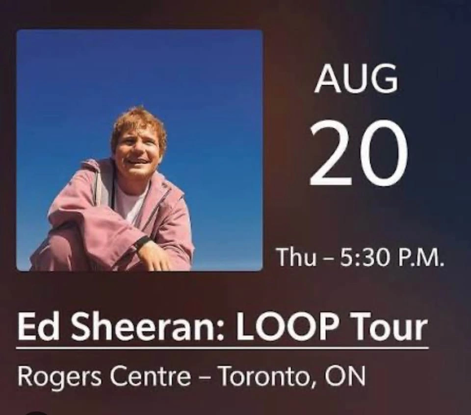 ED SHEERAN TORONTO AUG 20 A4 ROW 4 <FACE VALUE - photo 2