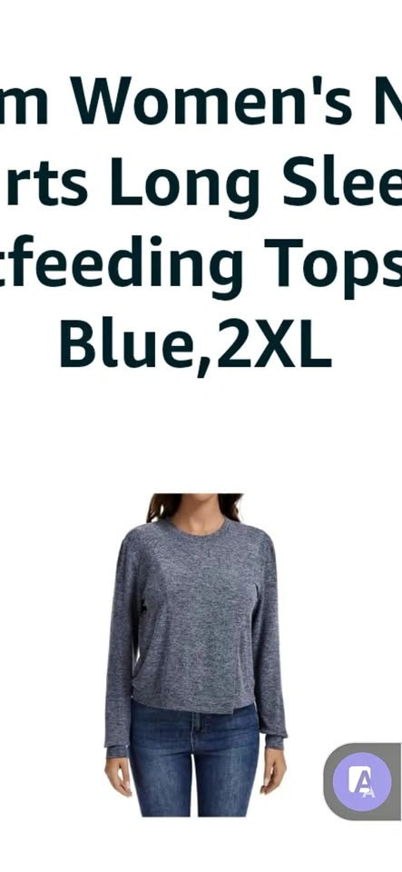 Women's Long Sleeve Breastfeeding Top Blue, 2XL