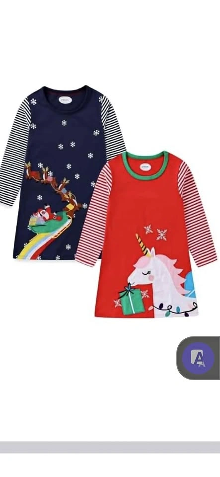 Set of 2 Christmas Long Sleeve Dresses ages 6-7