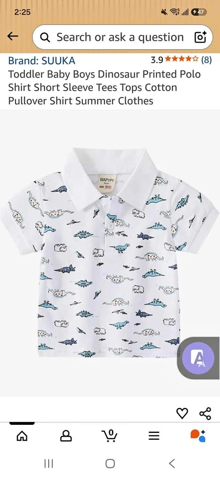 Toddler Baby Boys Dinosaur Printed Polo Shirt sku 0459