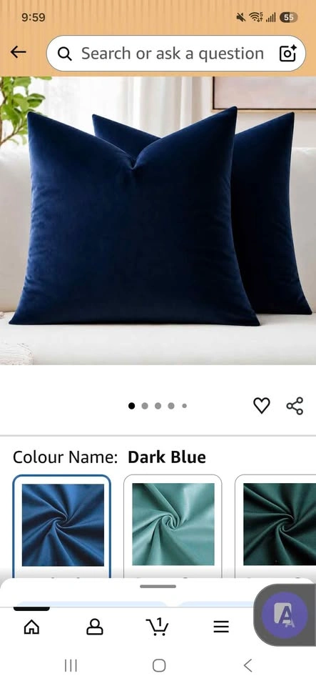 Set of 2 Dark Blue Velvet Pillow Covers Sku 0171 - photo 2