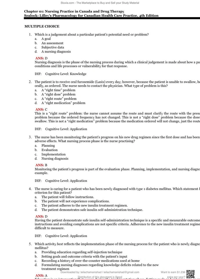 Complete Test Bank Lilley's Pharmacology 4th Edition - photo 3