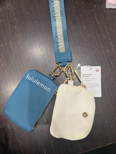 lululemon Dual Pouch Wristlet - Blue/White Zipper 2-Piece Pouche