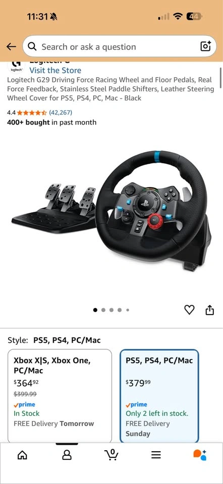 Logitech G29 Driving Force Racing Wheel and Pedals - photo 3