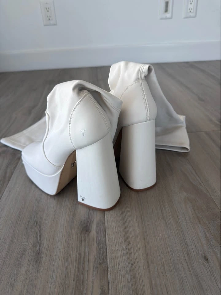 Wishbone White Platform Thigh-High Boots - photo 2