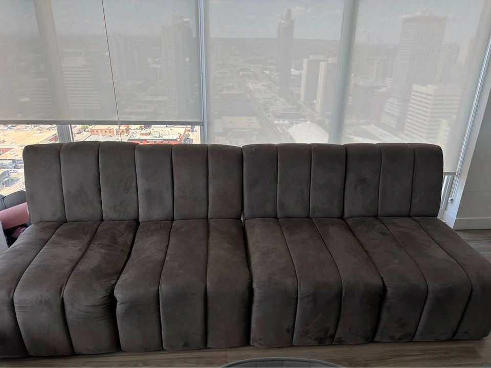 Dark Grey Channel Tufted Sofa
