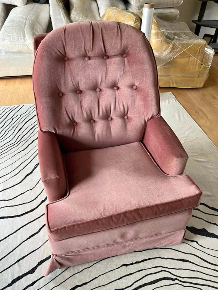 Pair of Pink Velvet Swivel Rockers