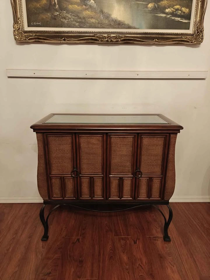 Living Room Bundle: Wicker & Glass Cabinet + Coffee Table - photo 5