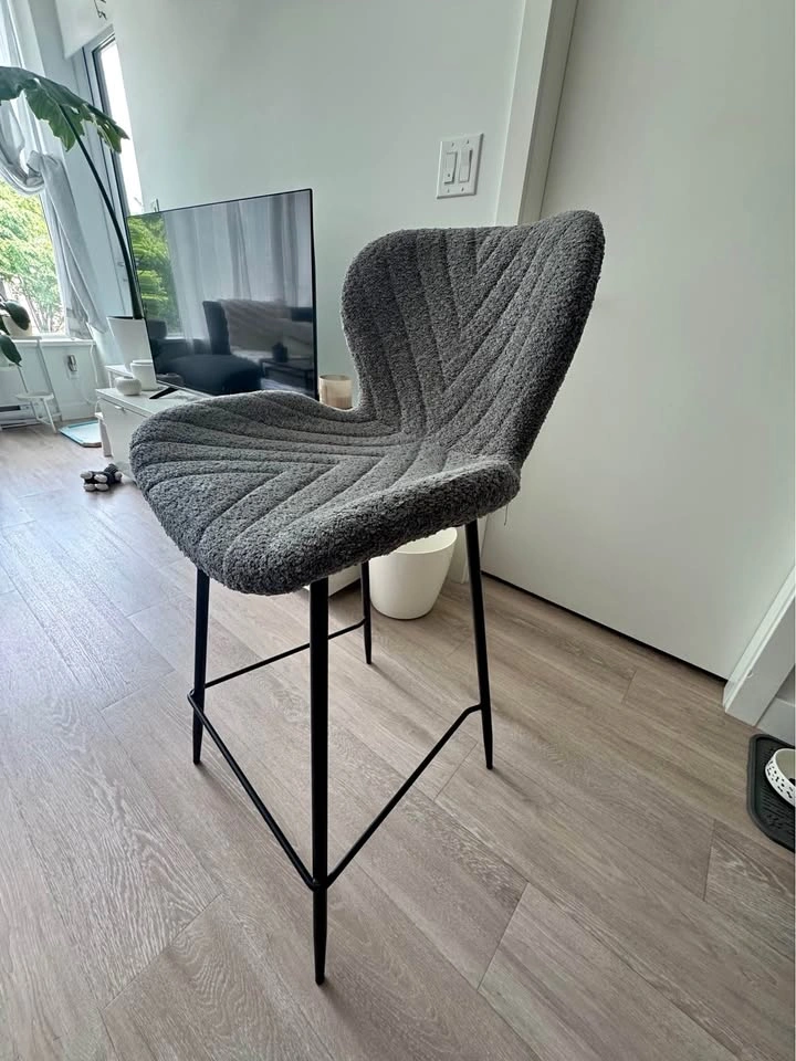 Grey Boucle Bar Stools