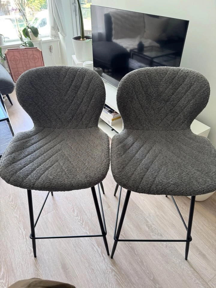 Grey Boucle Bar Stools - photo 2