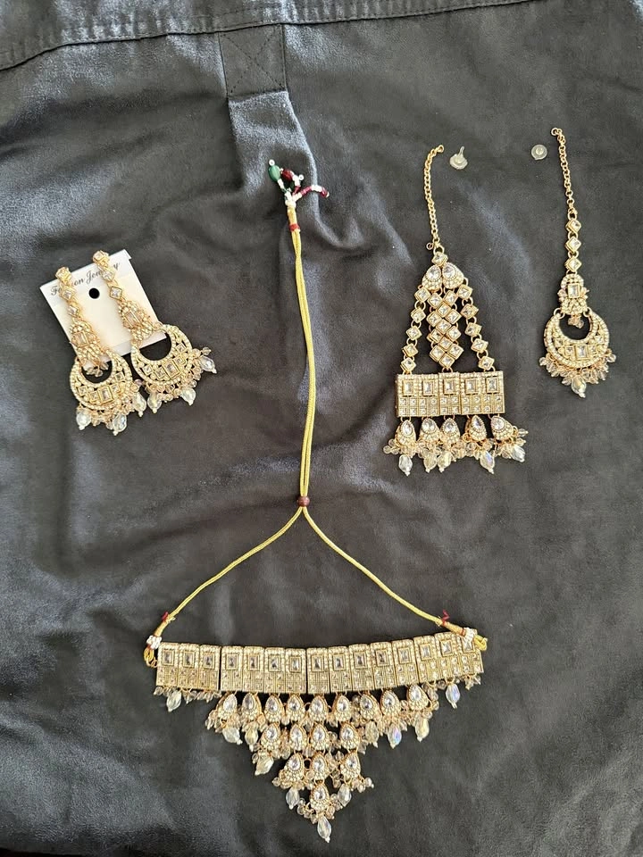 Gold & Clear Crystal Jewelry Set for Bride/wedding - photo 2