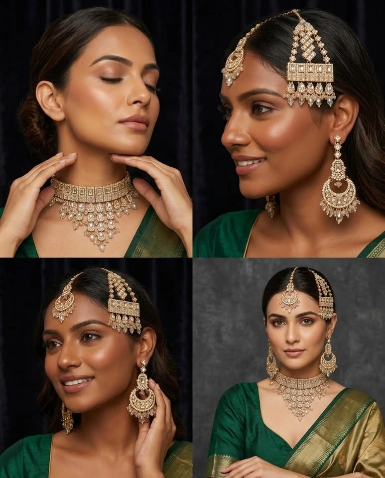 Gold & Clear Crystal Jewelry Set for Bride/wedding