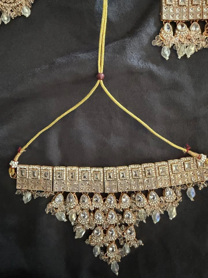 Gold & Clear Crystal Jewelry Set for Bride/wedding - photo 3
