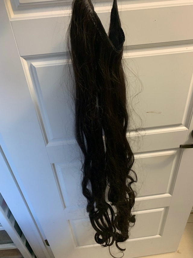 Synthetic hair extensions on rubber band dark brown - photo 2