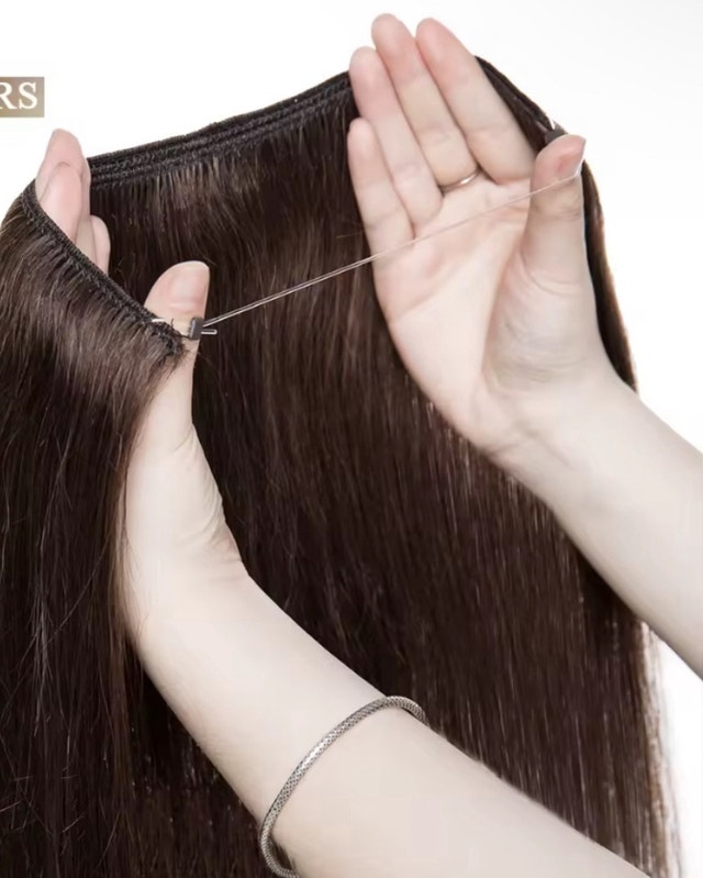 Synthetic hair extensions on rubber band dark brown - photo 3