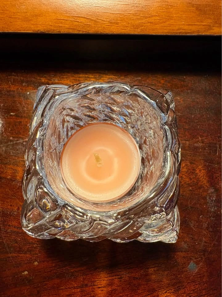 Vintage MCM Textured Crystal Tea Light Candle Holder - photo 2