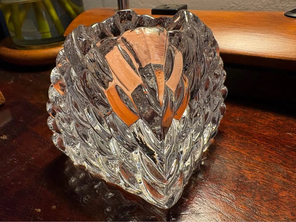 Vintage MCM Textured Crystal Tea Light Candle Holder - photo 3