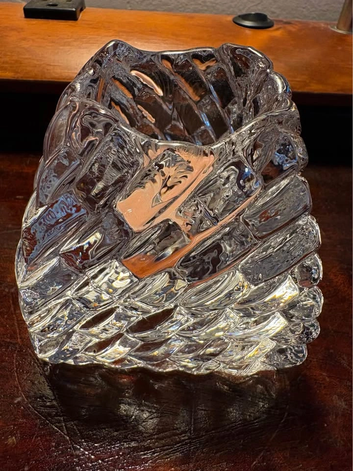 Vintage MCM Textured Crystal Tea Light Candle Holder - photo 5