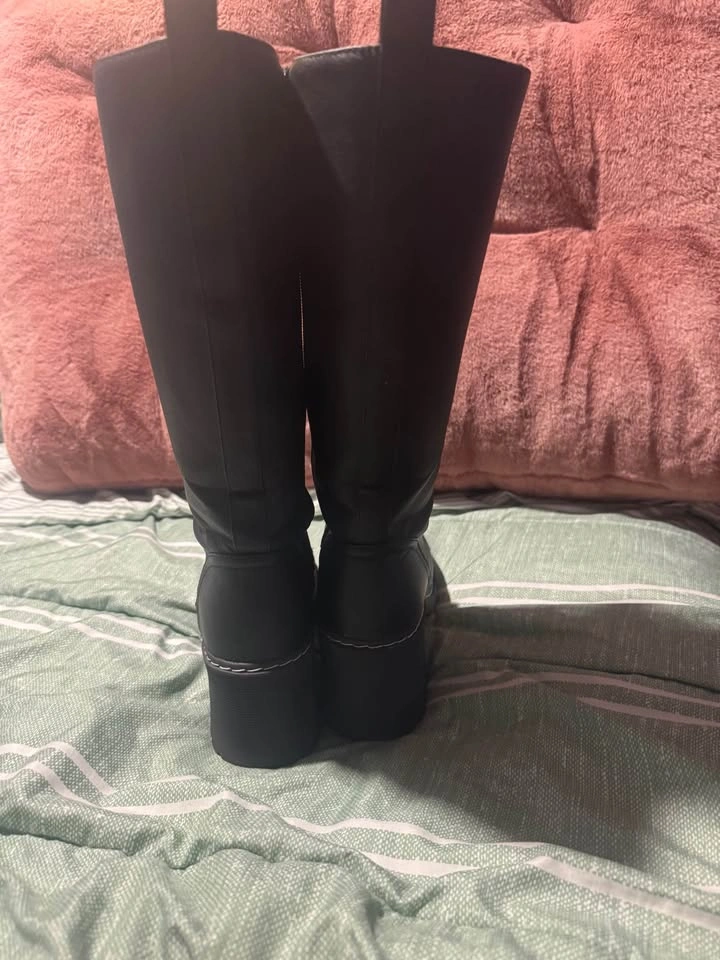 Black knee high combat boots - photo 4