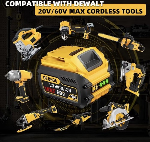 12AH Battery for Dewalt 20V/60V Cordless Tools - New DCB609