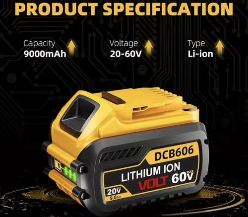 12AH Battery for Dewalt 20V/60V Cordless Tools - New DCB609 - photo 5