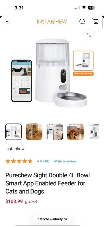 Instachew Purechew Sight Double Automatic Pet Feeder - photo 2