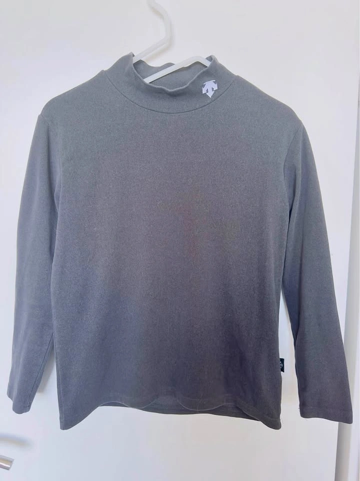 Descente Grey Mock Neck Long Sleeve Shirt Men's US XS