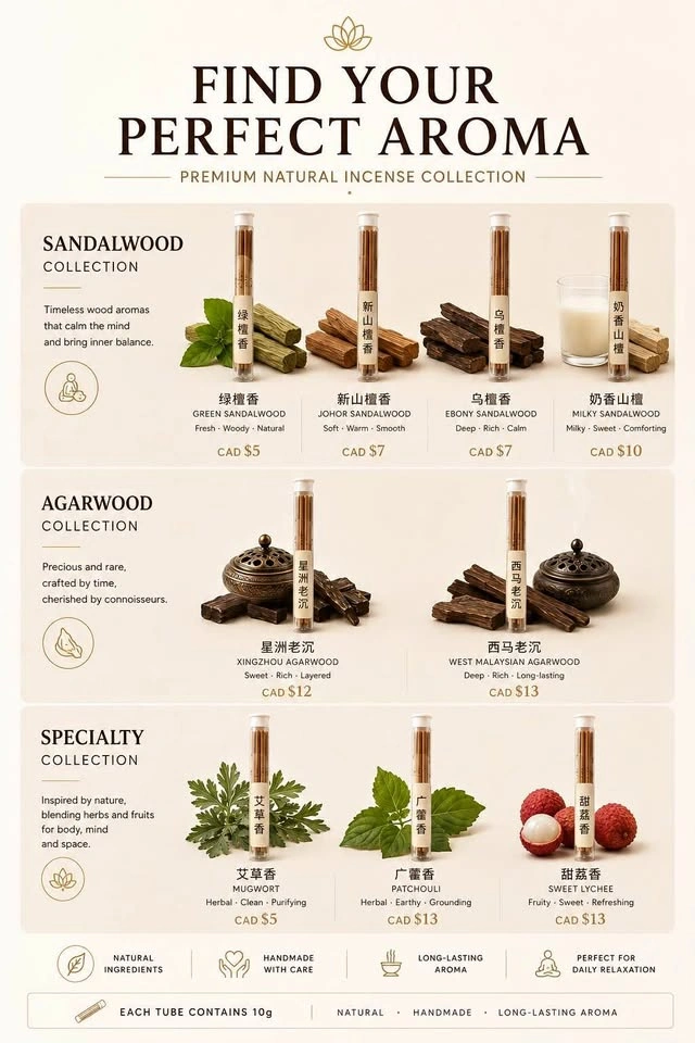 Premium Natural Incense Collection - Sandalwood and Agarwood