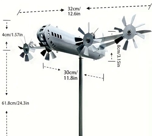 Airplane Wind Spinner Metal Vintage Looking Plane - photo 3