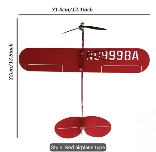 Airplane Wind Spinner Metal Vintage Looking Plane Red - photo 3
