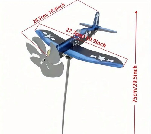 Airplane Wind Spinner Metal Vintage Looking Plane - photo 2