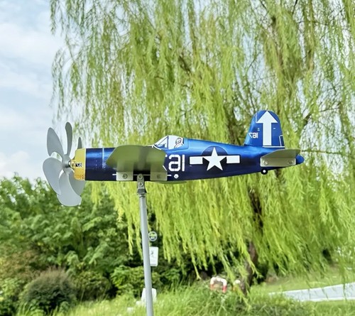 Airplane Wind Spinner Metal Vintage Looking Plane - photo 3