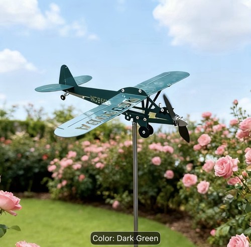 Airplane Wind Spinner Metal Vintage Looking Plane DARK BLUE - photo 3
