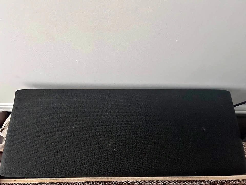 Bouclair fabric and metal bench